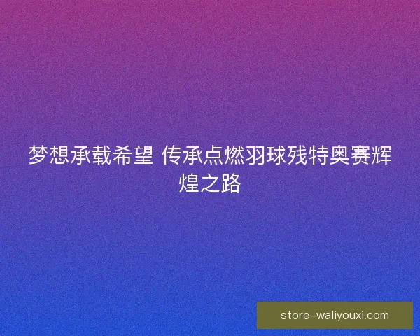 梦想承载希望 传承点燃羽球残特奥赛辉煌之路 梦想承载希望 传承点燃羽球残特奥赛辉煌之路